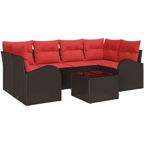 vidaXL Vrtna sedežna garnitura 7 pcs Bež Rdeča 55 x 55 x 37 cm, (5000022439) Cene