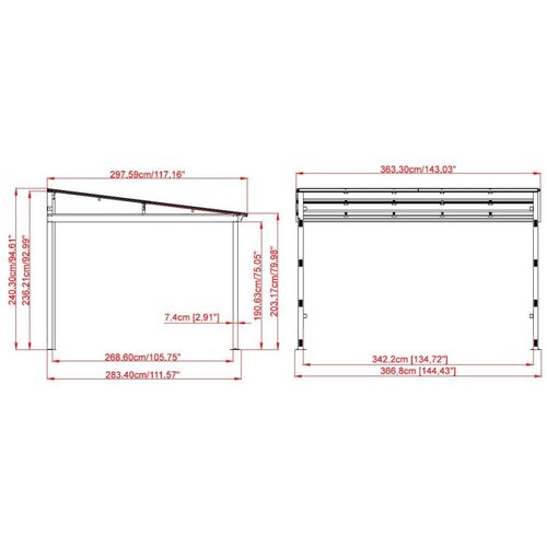  Sojag - Aluminijska Nadstre&amp;scaron;nica Barthelemy - 364x296X240 cm - 10 77 m&amp;sup2; Slike