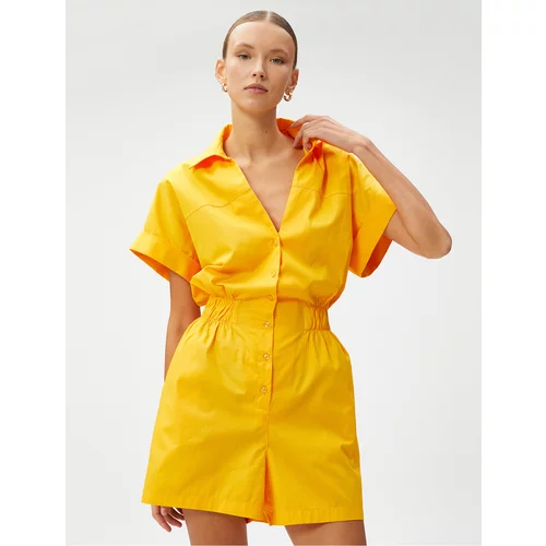 Koton Jumpsuit with Shorts Short Sleeve Buttoned Shirt Collar