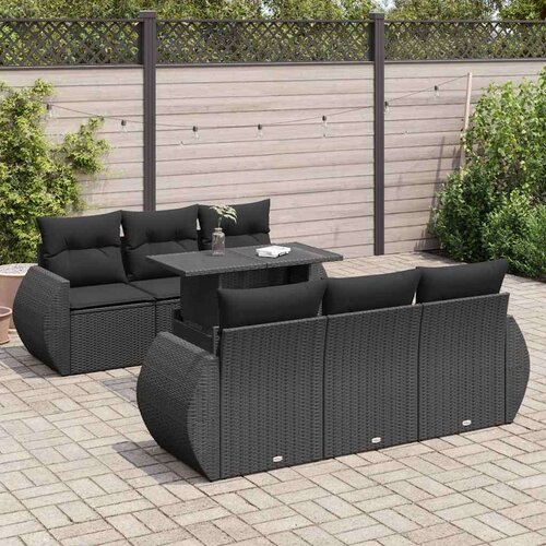  7-dijelni set vrtnih sofa od poliratana s jastucima crni Cijene