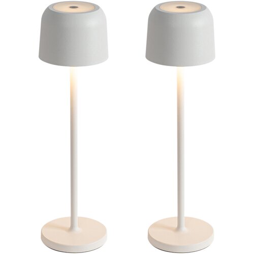 QAZQA Set van 2 tafellampen off white oplaadbaar incl. laadstation - Raika Cene
