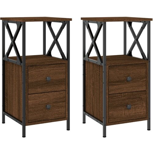 Maison Chic Dvo delni komplet Nočne omarice - Nočne mize rjavi hrast 34x35,5x70 cm inženirski les, (21688753) Slike