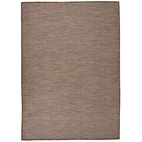 VidaXL zunanja preproga plo&amp;scaron;čato tkanje 140x200 cm rjava Slike