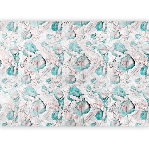  Foto tapeta - Autumn souvenirs - floral pattern with turquoise leaves 100x70 Slike