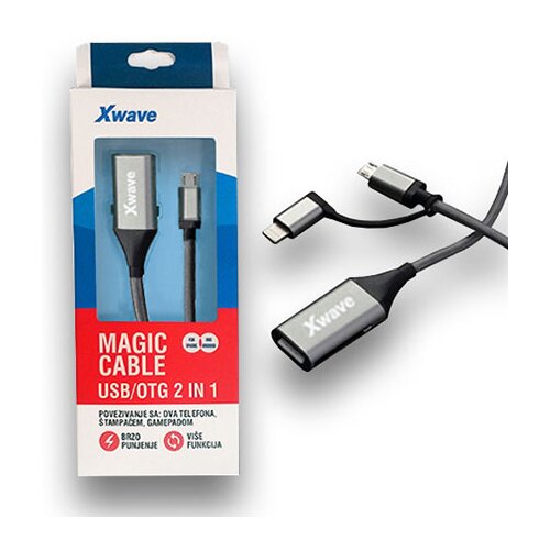 X Wave kabl usb/otg magic usb 2.0 na micro ,lightning 1m Slike