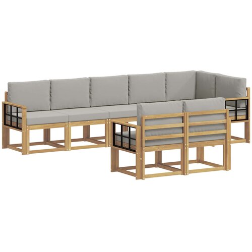  Set vanjskih sofa 8 kom. Bijela i svjetlosiva Smeđa 306 x 128,5 x 73 cm Slike