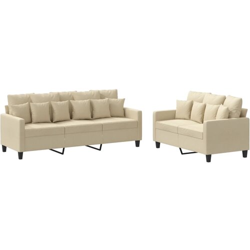  2-dijelni set sofa s jastucima krem od tkanine Slike