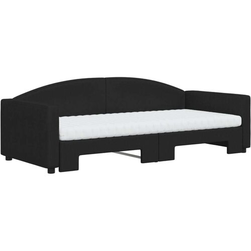 VidaXL dnevni krevet na razvlačenje s madracima crni 90x200 cm tkanina Slike