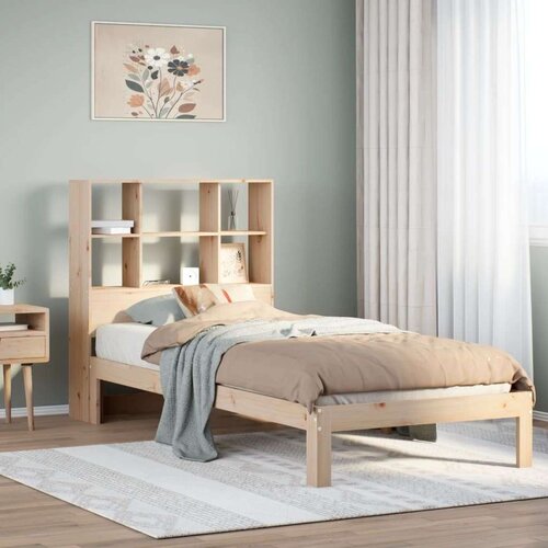 VidaXL Krevet s regalom za knjige bez madraca 90x190 cm od borovine Slike