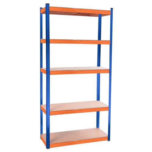 Aga Kovinski regal 180x90x40 cm 5 polic modra/oranžna, (21267617) Cene