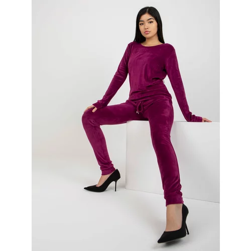 Fashion Hunters Purple velour set with trousers by Clarisa RUE PARIS