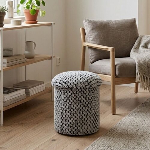 Hanah home puf Alpaka, 33 cm, sivi Slike