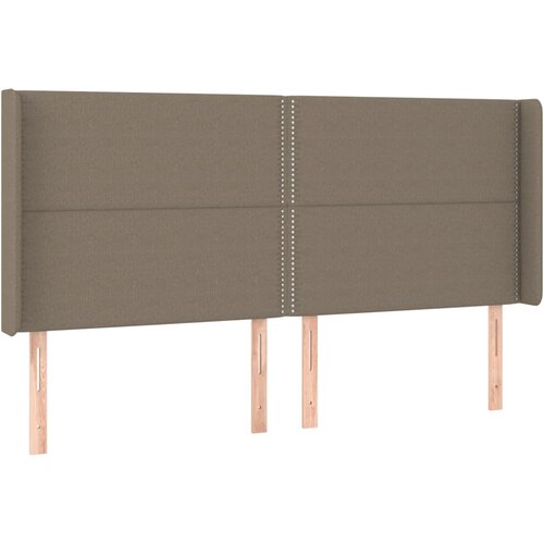  LED uzglavlje smeđesivo 203 x 16 x 118/128 cm od tkanine Slike