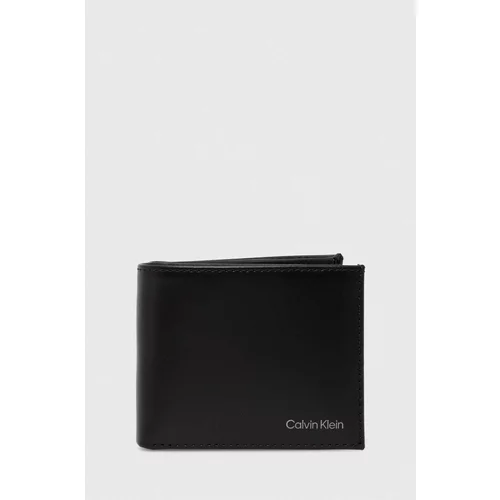 Calvin Klein Usnjena denarnica moška, črna barva, K50K512076