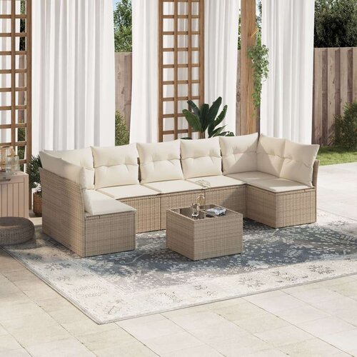 vidaXL 8-dijelni set vrtnih sofa od poliratana s jastucima bež Cijene