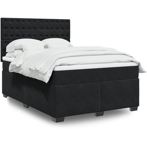 The Living Store Box spring posteljni z vzmetnico črn 140x190 cm žamet - Box Spring Postelja, (21491924) Slike