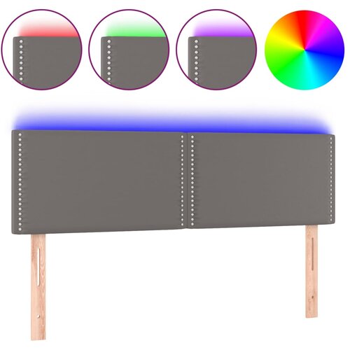 Maison Chic led posteljno vzglavje - vzglavna omarica - nočna omarica sivo 144x5x78/88 cm umetno usnje, (21713381) Cene
