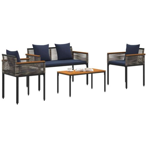  Set vanjskog namje&amp;scaron;taja 4 pcs Siva i tamnoplava PE ratan Slike