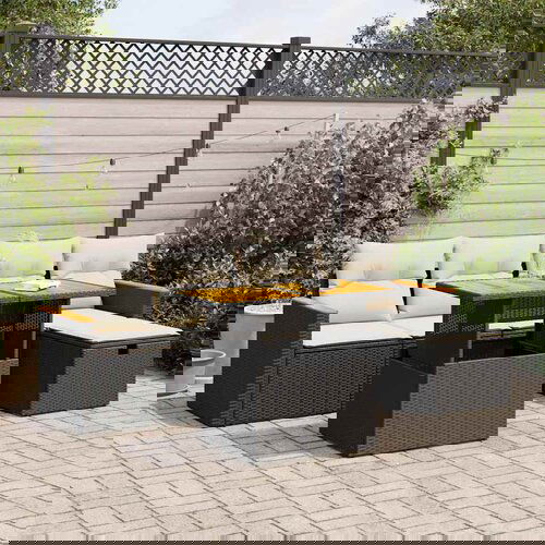 VidaXL 6-dijelni set vrtnih sofa s jastucima crni od poliratana Slike