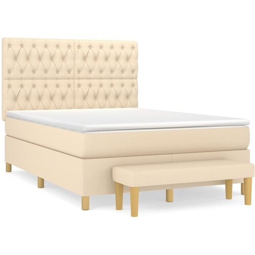 vidaXL Krevet s oprugama i madracem krem 140x200 cm od tkanine Cijene