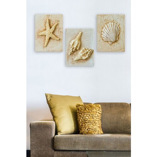 Wallity MDF0097 multicolor decorative mdf painting (3 pieces) Cene