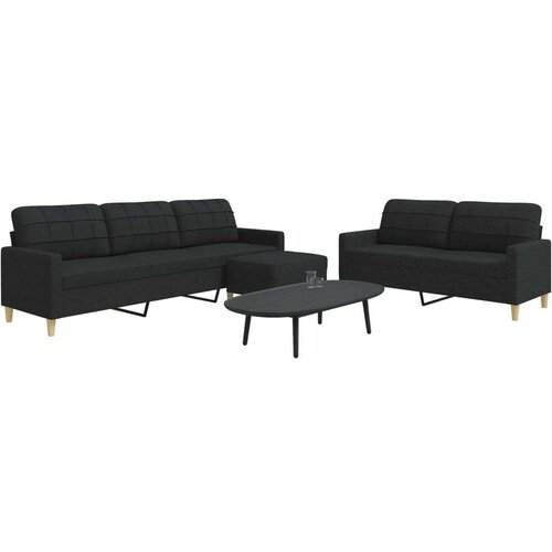 vidaXL 3-dijelni set sofa s tabureom crni od tkanine Cijene