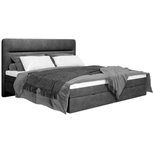 MID.YOU POSTELJA Z VZMETNICO 160 cm x 200 cm , les, tekstil, leseni material antracit Slike