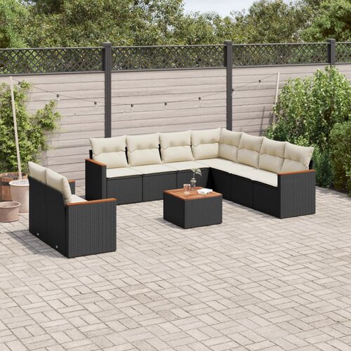  10-dijelni set vrtnih sofa s jastucima crni od poliratana Cijene