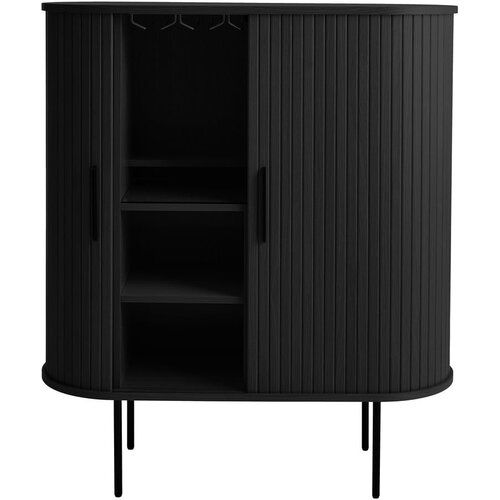 Unique Furniture črna vinska omara v hrastovem dekorju z drsnimi vrati 100x118x40 cm nola &amp;ndash; Slike
