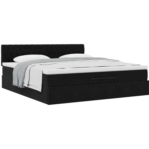 VidaXL otomanski krevet s madracem crni 180x200 cm bar&amp;scaron;unasti Slike