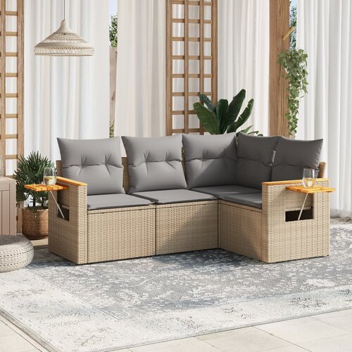 vidaXL 4-dijelni set vrtnih sofa s jastucima bež od poliratana Cijene