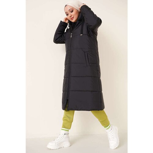 Bigdart T5120 Hooded Long Puffer Hijab Coat - Black Cijene