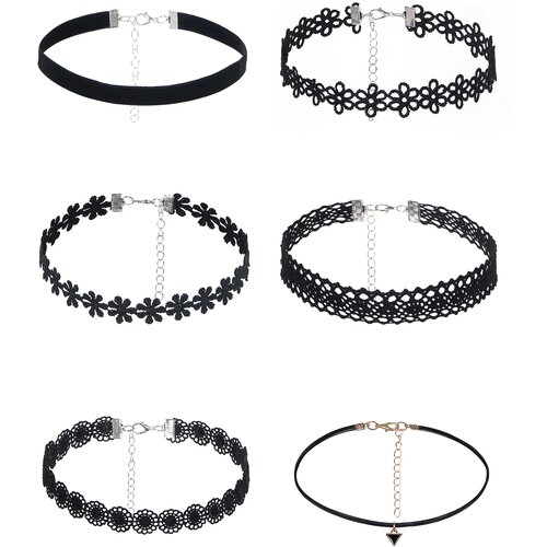 SuperLove Sexy Velvet Choker Set Black 6pcs Slike