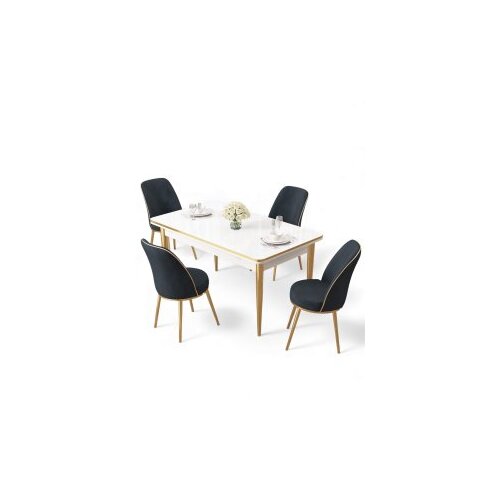 Hanah home Set trpezarijskog stola i stolica (5 delova) trpezarijskog stola i stolica (5 delova)Rewa White Gold Anthracite Slike