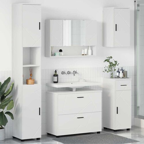 vidaXL Komplet pohištva za kopalnico 5 pcs Bela 30 x 35 x 192 cm Cene