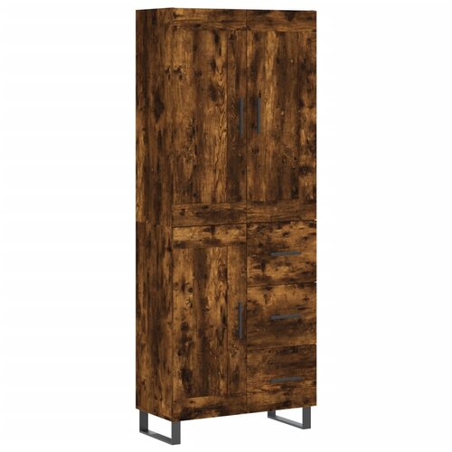 vidaXL Visoka komoda dimljen hrast 69,5x34x180 cm inženirski les, (20804840) Cene