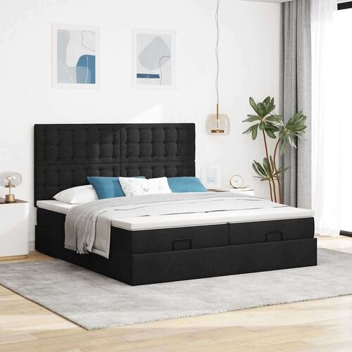 VidaXL Okvir kreveta s madracima crni 160x200cm od tkanine Slike