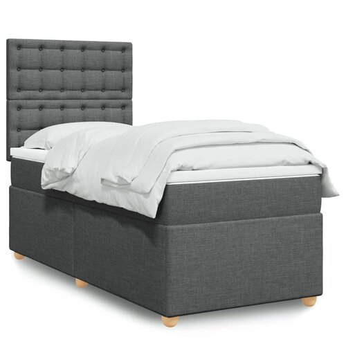 VidaXL Okvir kreveta s oprugama i madrac tamnosivi 80x200cm od tkanine Slike