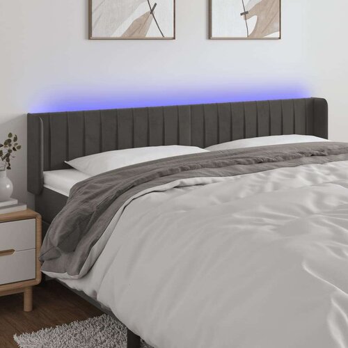  Posteljno vzglavje temno sivo 203x16x78/88 cm žamet, (20738850) Slike