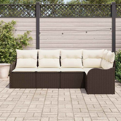  Sjedeća garnitura za vrt 5 kom. Smeđa poliratan 232,5 x 122,5 x 69 cm Slike