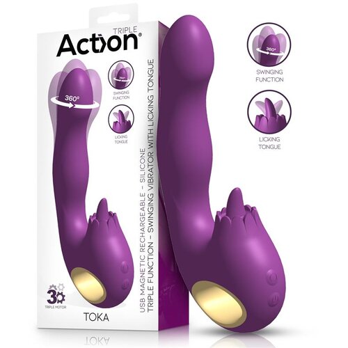 Action Toka Swinging 360 Vibe & Stimulating Licking Tongue Purple Cene