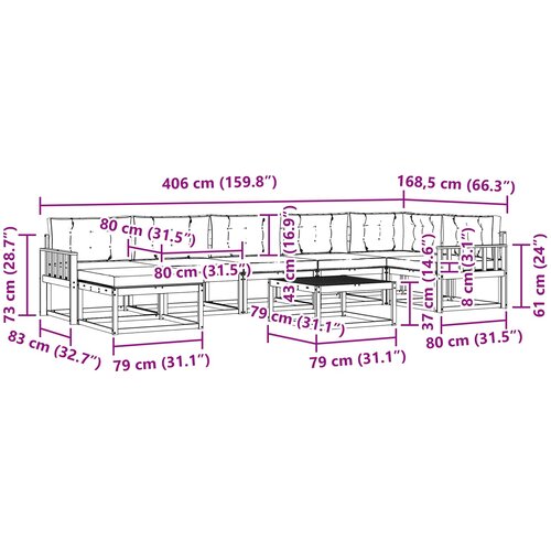  Set vanjskih sofa 8 kom. Bijela i svjetlosiva Slike