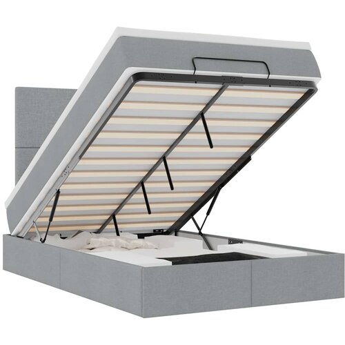 Maison Chic Otomanska Posteljni okvir - Dvoposteljna postelja - Zakonska postelja z vzmetnico siv 120x190 cm blago-J335, (21775993) Slike