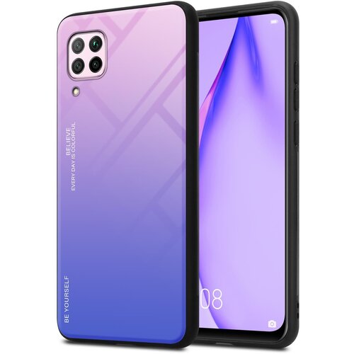 Cadorabo Ohi&scaron;je, združljiv s Huawei v roza - modri - dvobarvni za&scaron;čitni pokrov iz silikona TPU in hrbta iz kaljenega stekla, (20571757) Cene