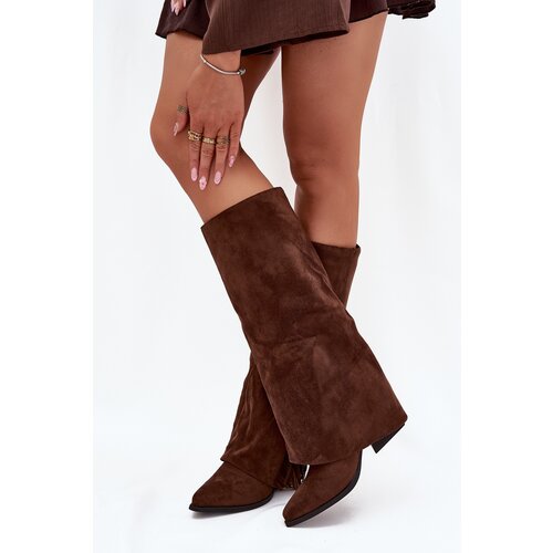 Boto Women&amp;#039;s Slip-On Cowboy Boots With Heels And Fringes Brown Zalia Slike