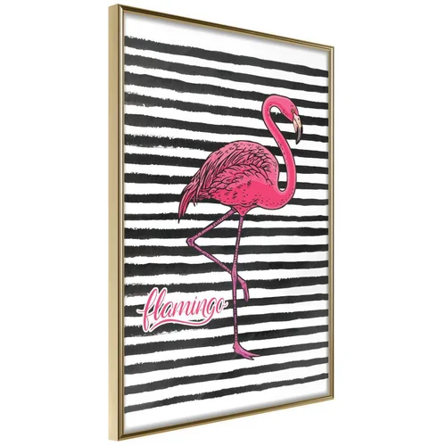  Poster - Flamingo on Striped Background 30x45