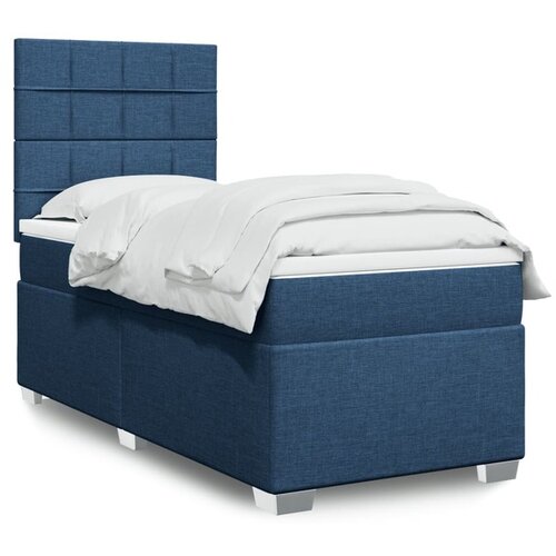 VidaXL Krevet s oprugama i madracem plavi 100 x 200 cm od tkanine Slike