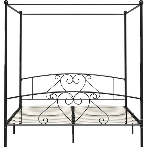  Okvir za krevet s nadstre&amp;scaron;nicom crni metalni 180 x 200 cm Slike