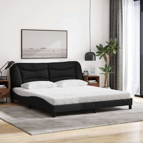 Krevet s madracem crni 180x200 cm od tkanine Slike