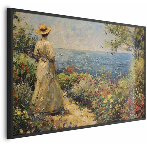  Plakat - Nostalgic impression - a pensive woman contemplating 90x60 Crni okvir Cijene